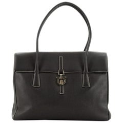 Salvatore Ferragamo Vintage Gancini Flap Shoulder Bag Leather Large