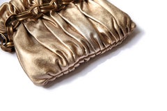 Salvatore Ferragamo vintage gold leather chunky chain strap pouch wristlet bag