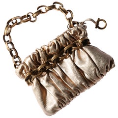 Salvatore Ferragamo - Sac à bandoulière vintage en cuir doré à chaîne épaisse avec bracelet