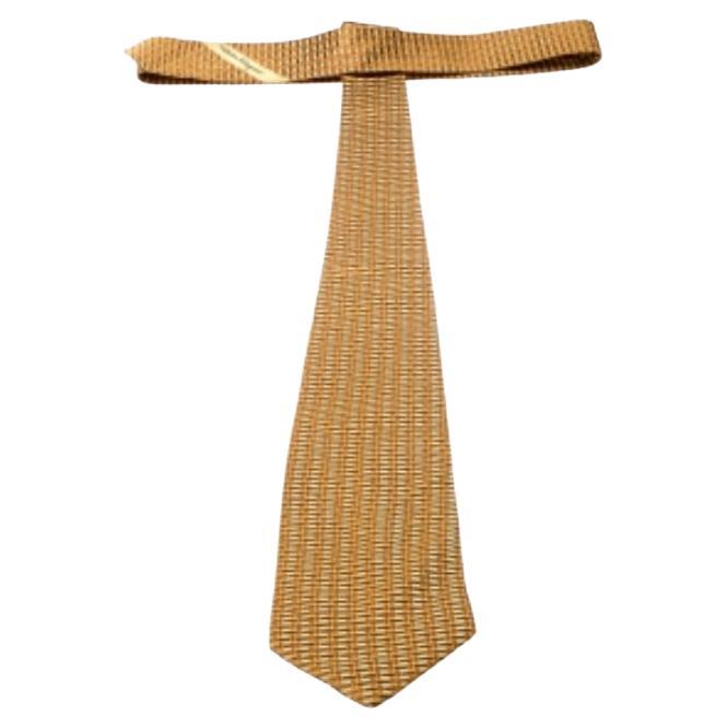 Salvatore Ferragamo Cravatta in seta jacquard testurizzata senape vintage