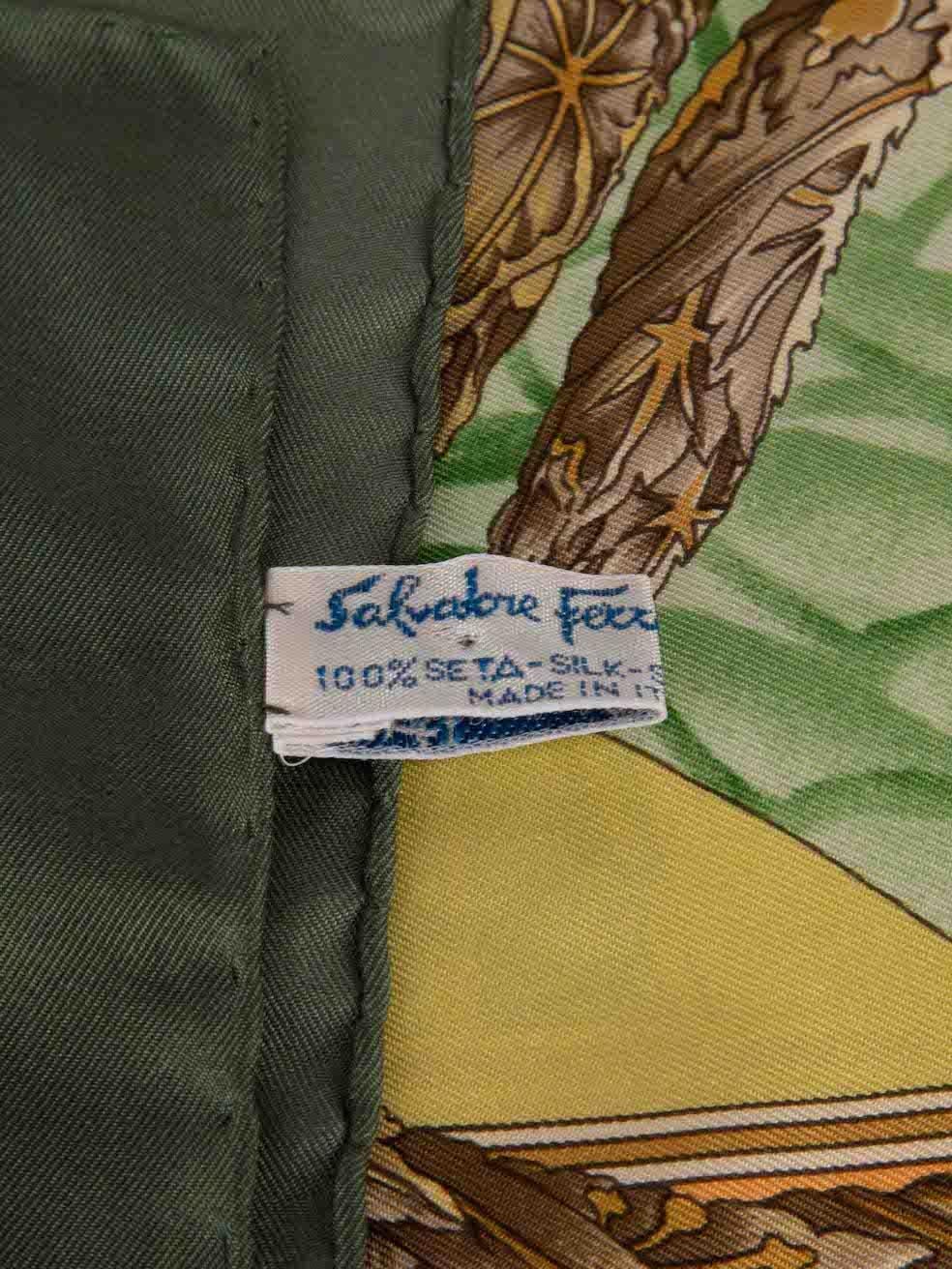 Salvatore Ferragamo Vintage Printed Silk Scarf In Excellent Condition In London, GB