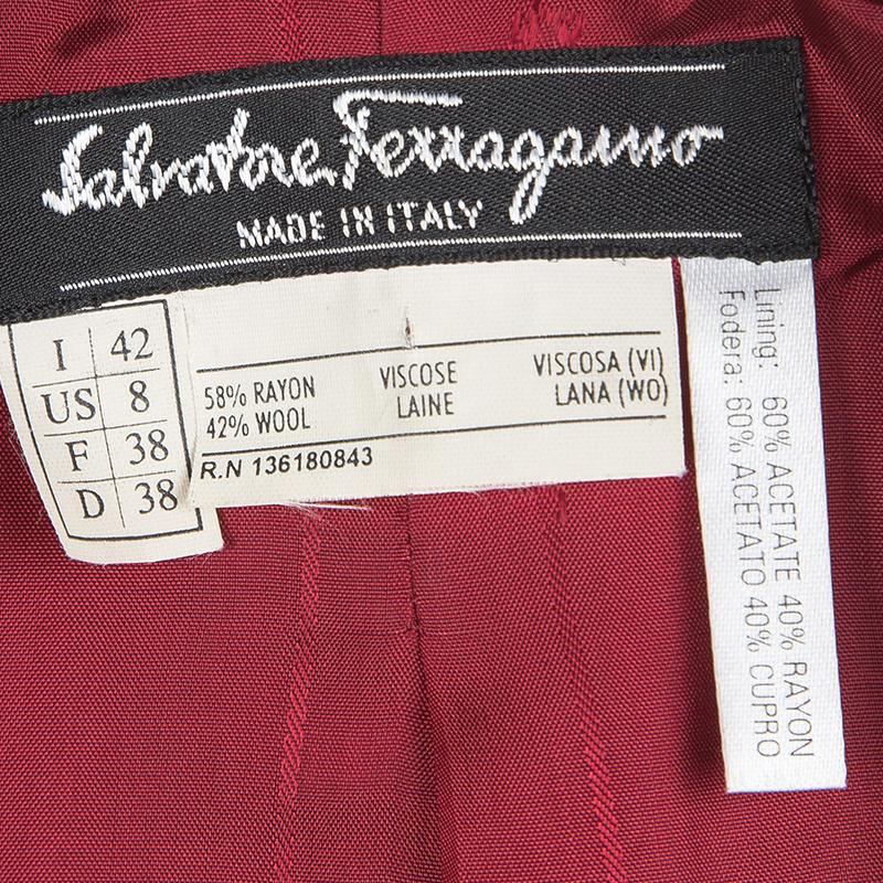 Salvatore Ferragamo Vintage Red Belted Coat M 2