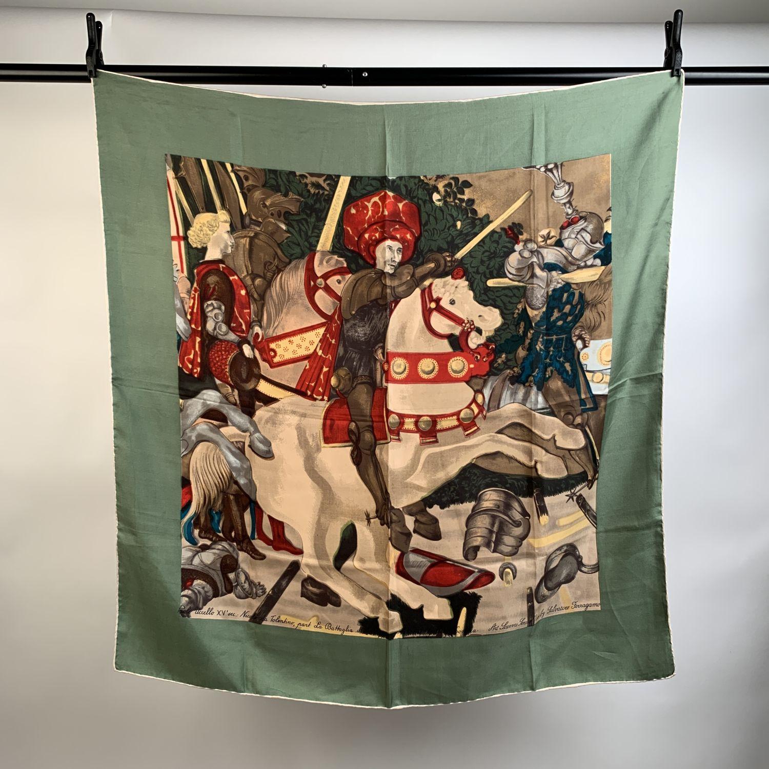 Beautiful vintage Salvatore ferragamo silk scarf in limited edition. It belongs to the 