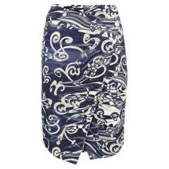 Salvatore Ferragamo Vintage Silk Twill Filigree Print Wrap Pencil Skirt