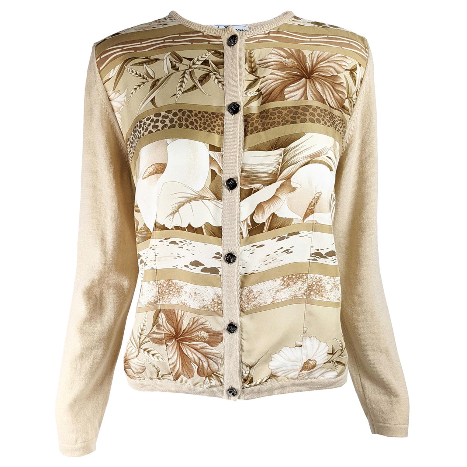 Salvatore Ferragamo Vintage Silk and Wool Cardigan Sweater For