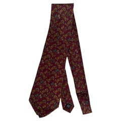 Salvatore Ferragamo Vintage Tie – Racing Car and Checkered Flag Print – Burgundy