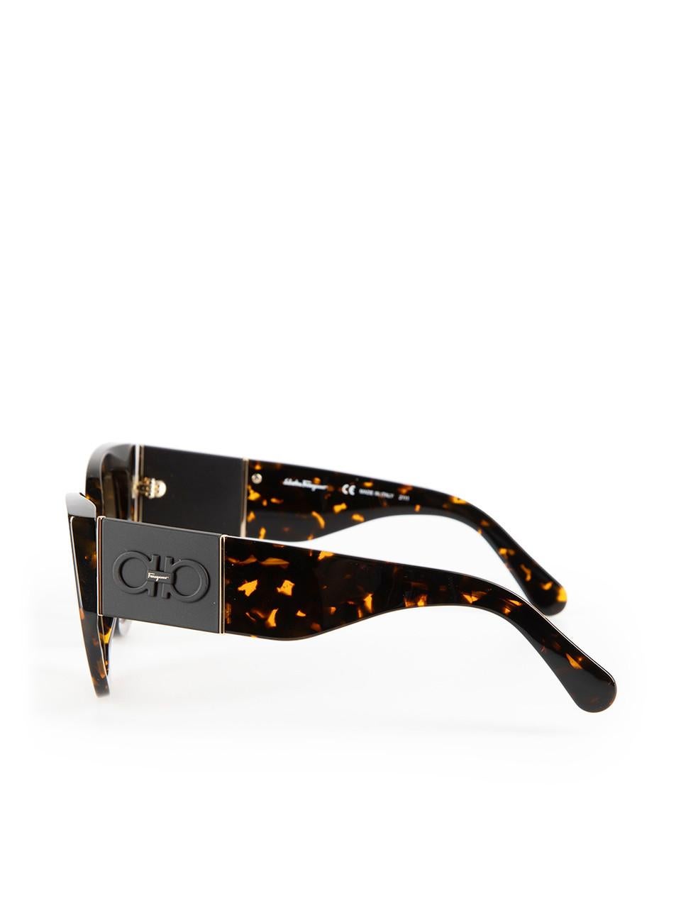 Salvatore Ferragamo Vintage Tortoise Square Frame Sunglasses For Sale 1