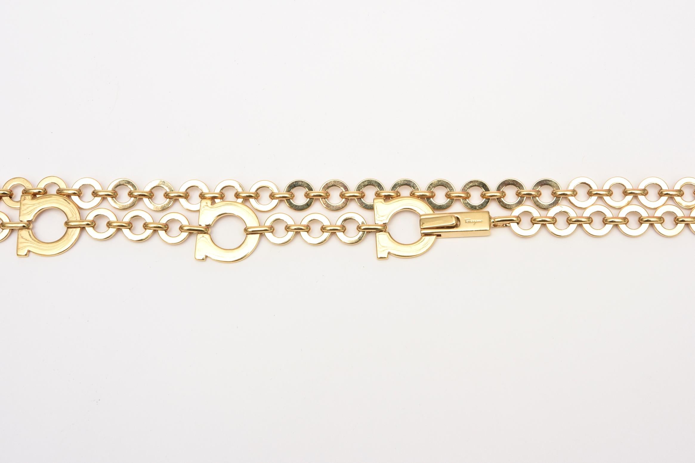 White Salvatore Ferragamo Vintage Gold Plated Waist Belt For Sale