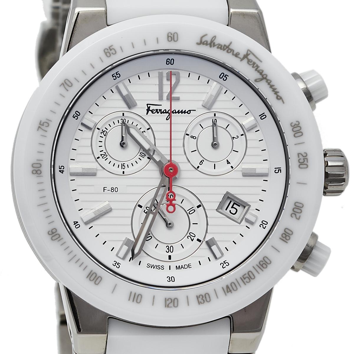 Salvatore Ferragamo White Ceramic And Titanium F-80 Women's Wristwatch 38 mm 1