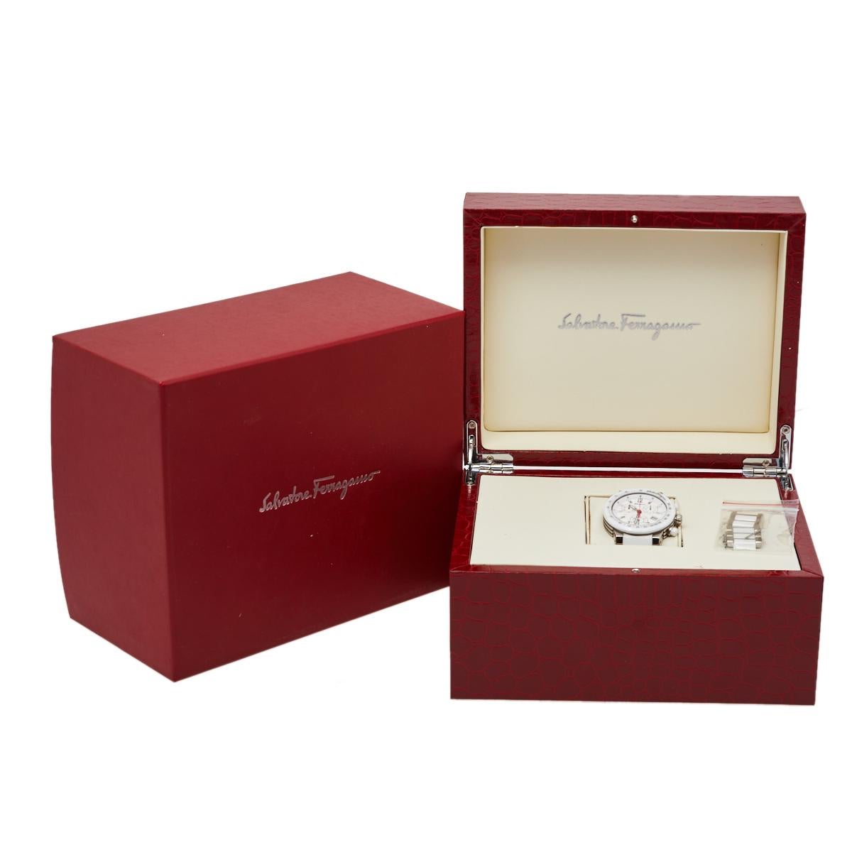 Salvatore Ferragamo White Ceramic And Titanium F-80 Women's Wristwatch 38 mm 2