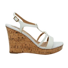 Salvatore Ferragamo White Cork Wedge Sandals