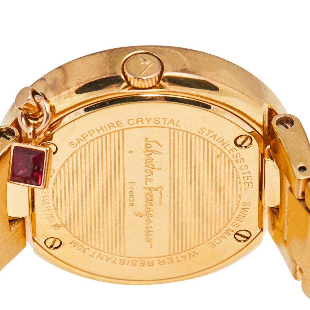 Salvatore Ferragamo White Gold Plated Stainless Steel Women's Wristwatch 36 mm In Good Condition In Dubai, Al Qouz 2
