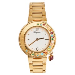 Salvatore Ferragamo White Gold Plated Stainless Steel Women's Wristwatch 36 mm