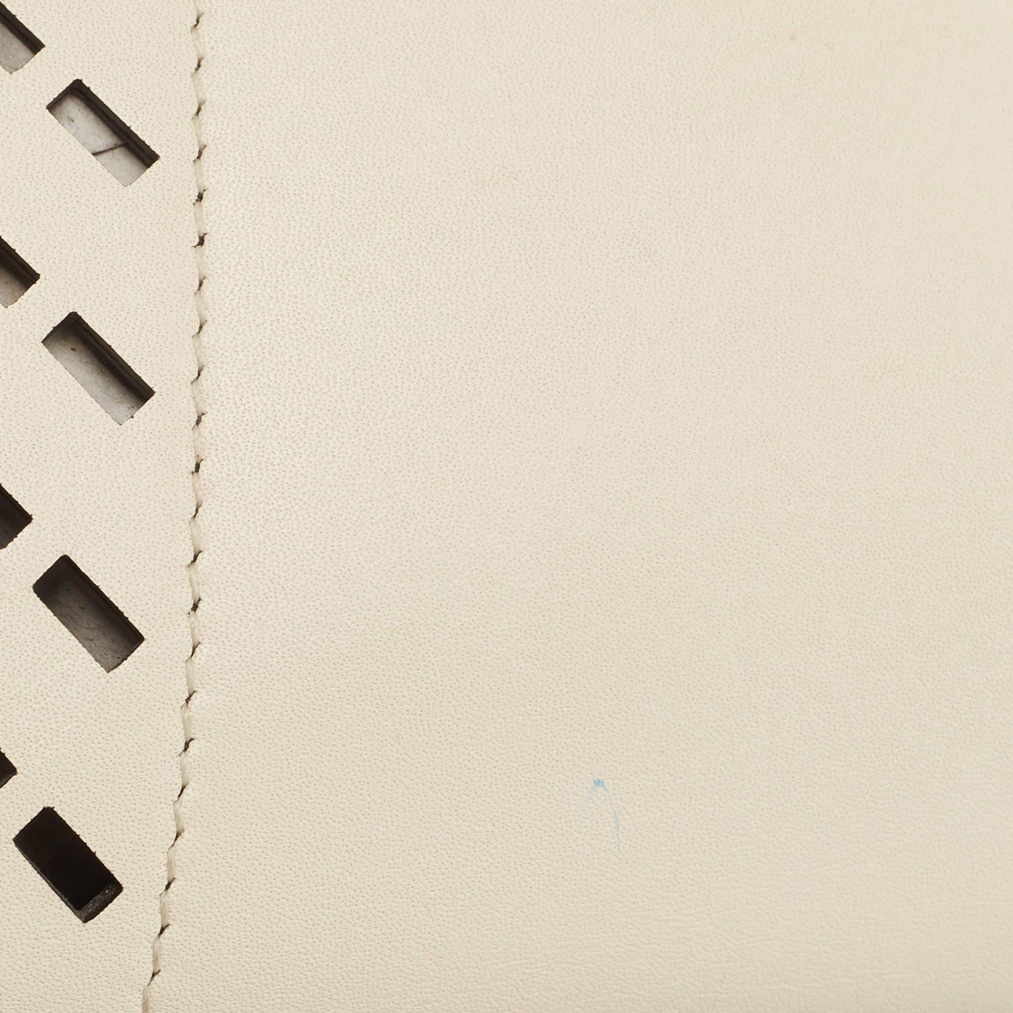 Salvatore Ferragamo White Laser Cut Leather Small Sofia Top Handle Bag 4