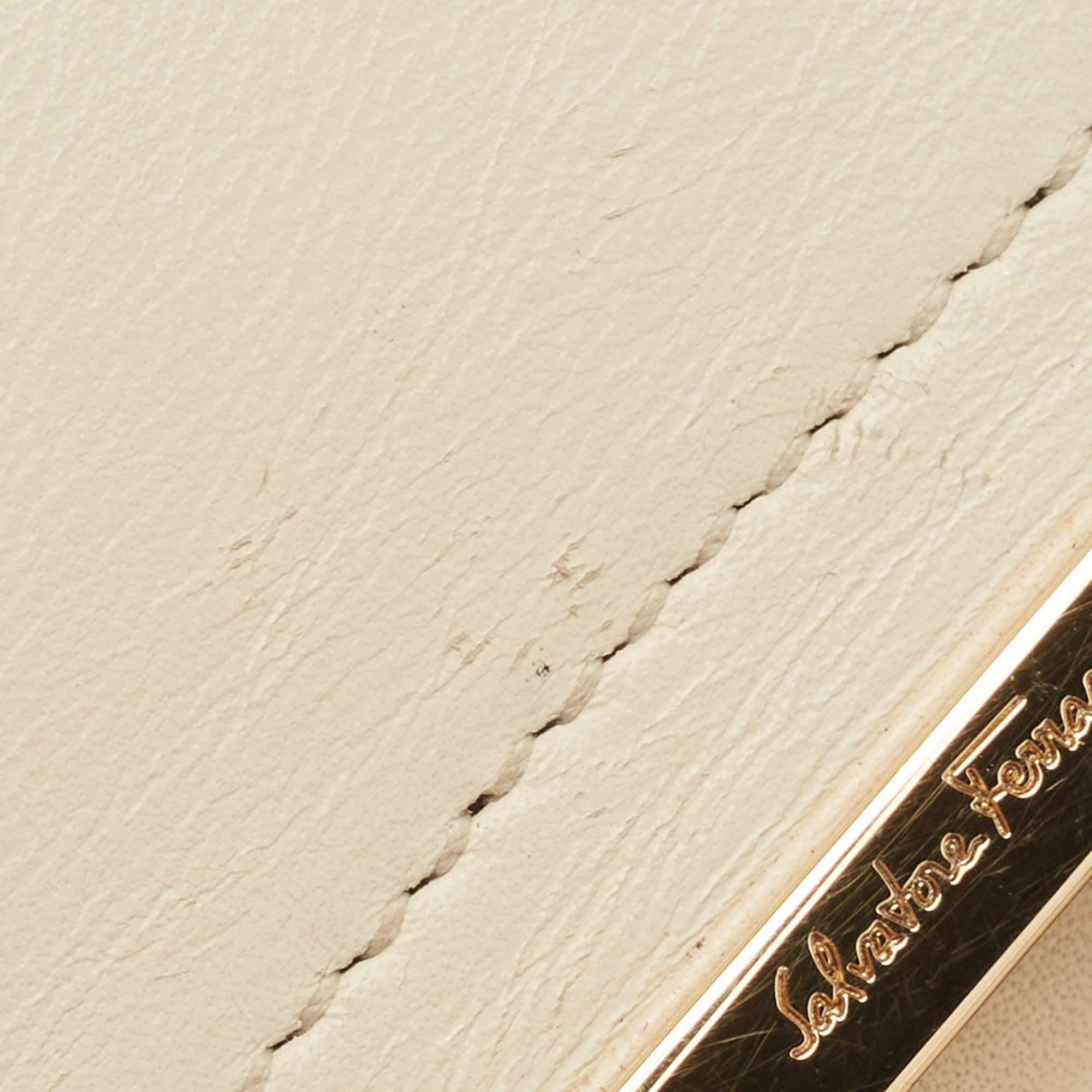 Salvatore Ferragamo White Laser Cut Leather Small Sofia Top Handle Bag 5