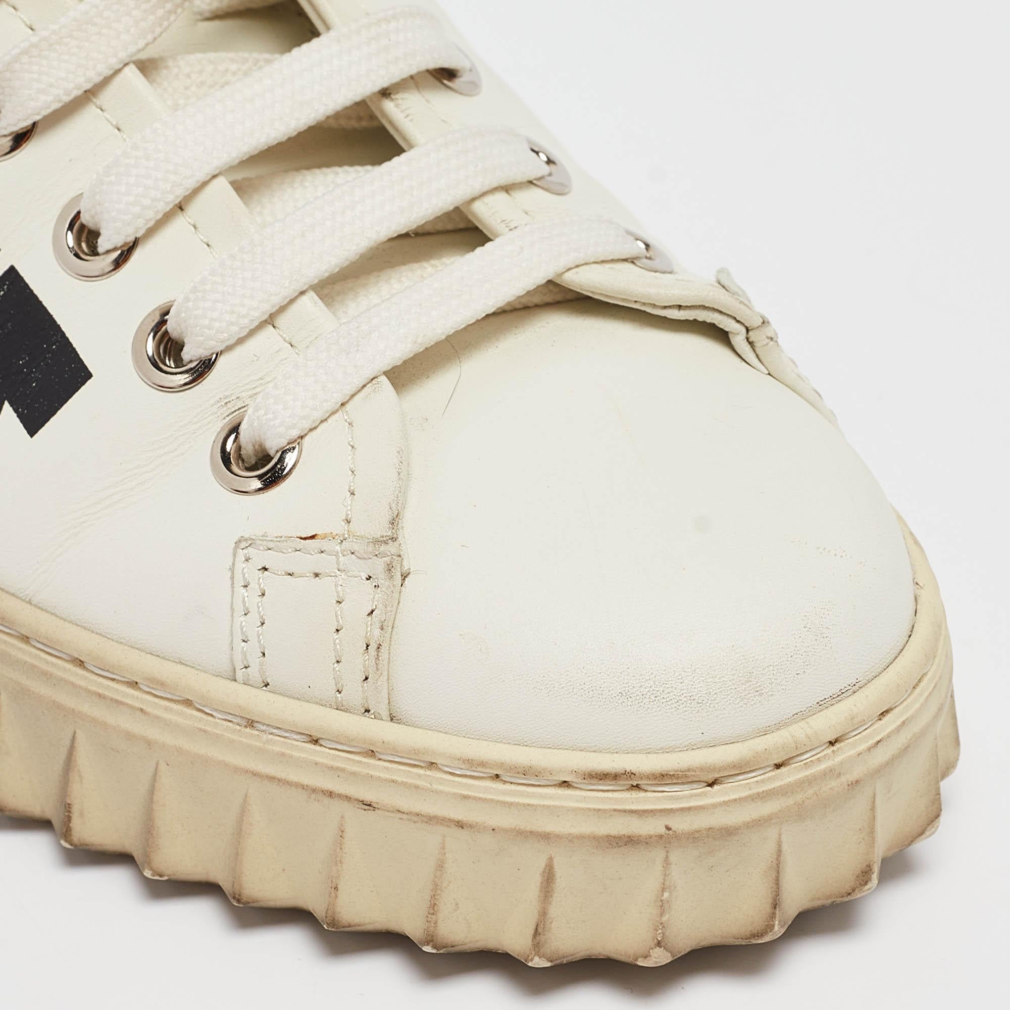 Salvatore Ferragamo White Leather Cube 8 Logo Sneakers Size 36 For Sale 3