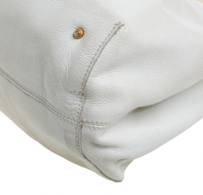 Salvatore Ferragamo White Leather Front Pocket Satchel For Sale 2