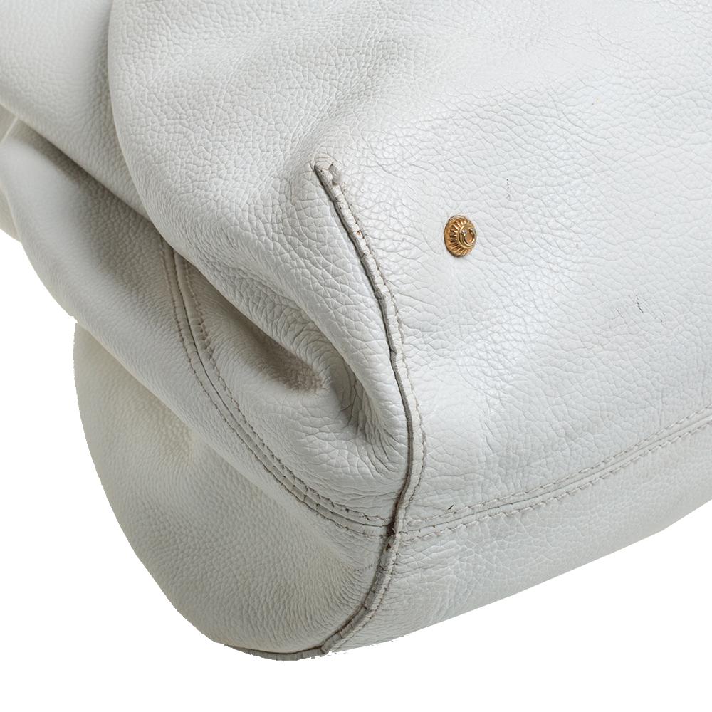 Salvatore Ferragamo White Leather Front Pocket Satchel For Sale 2