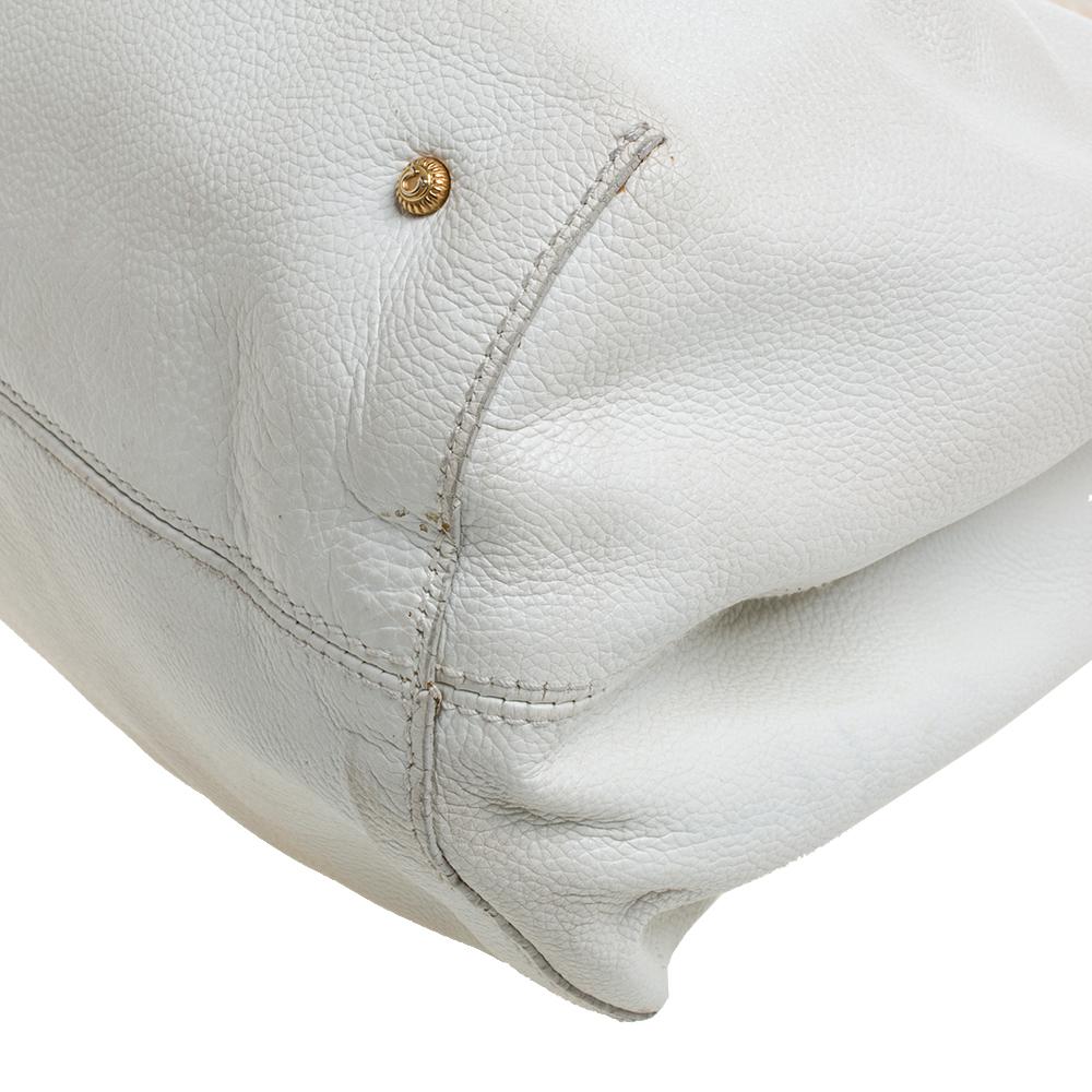 Salvatore Ferragamo White Leather Front Pocket Satchel For Sale 3