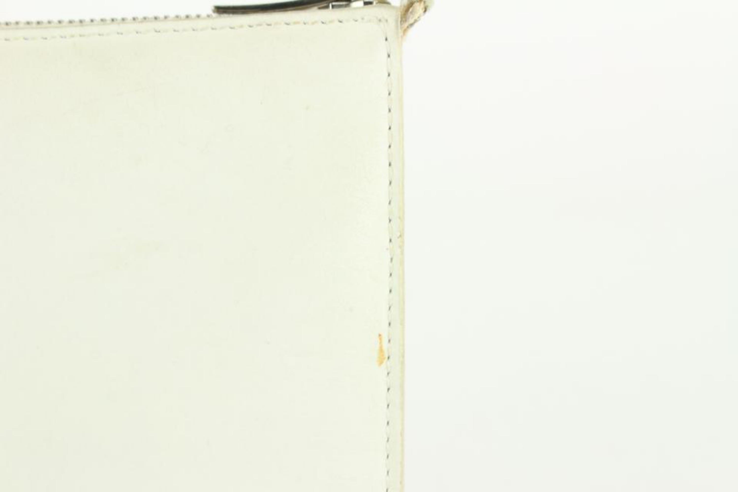 Salvatore Ferragamo White Leather Gancini Logo Pochette Wristlet 1216sf32 For Sale 4
