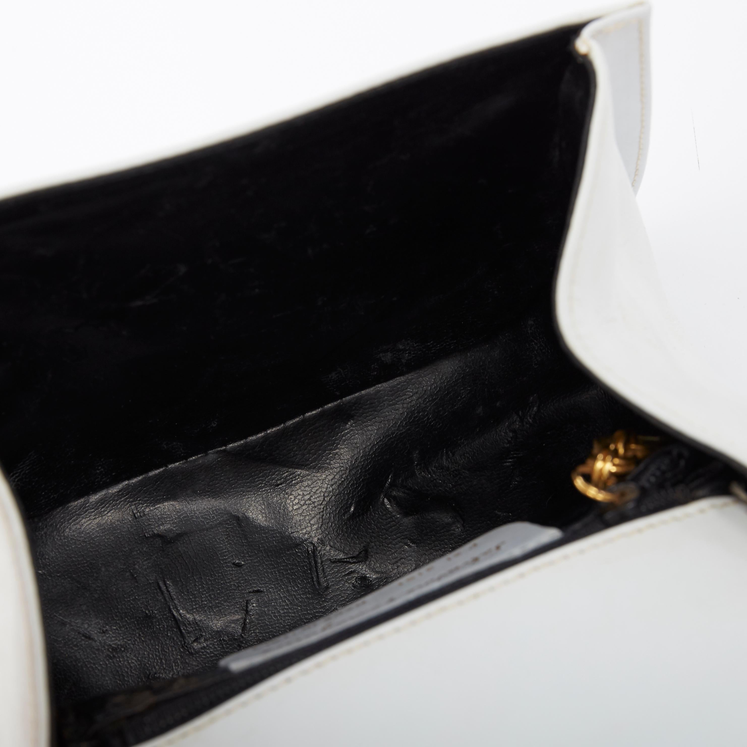 SALVATORE FERRAGAMO white leather gold hardware flap front shoulder satchel bag 3