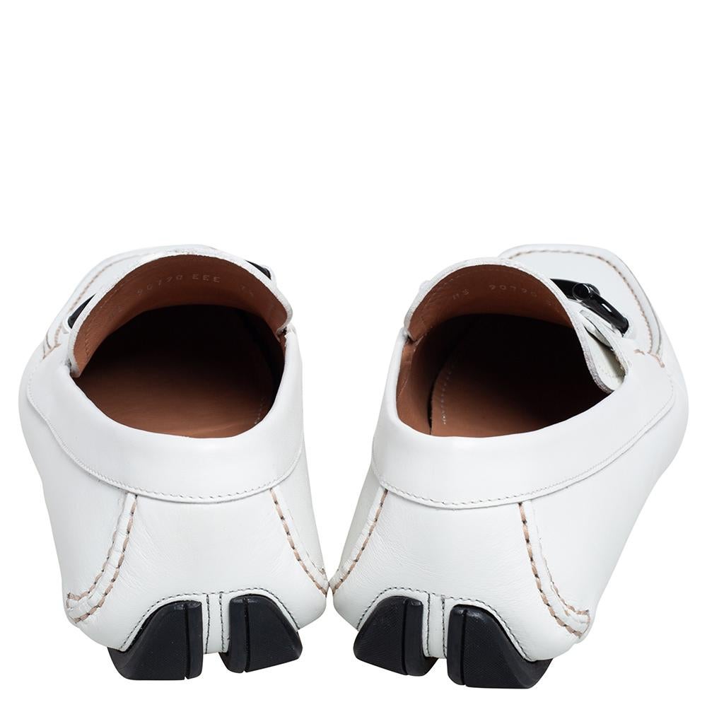 Salvatore Ferragamo Weiße Horsebit Loafers aus Leder Größe 41,5 Herren