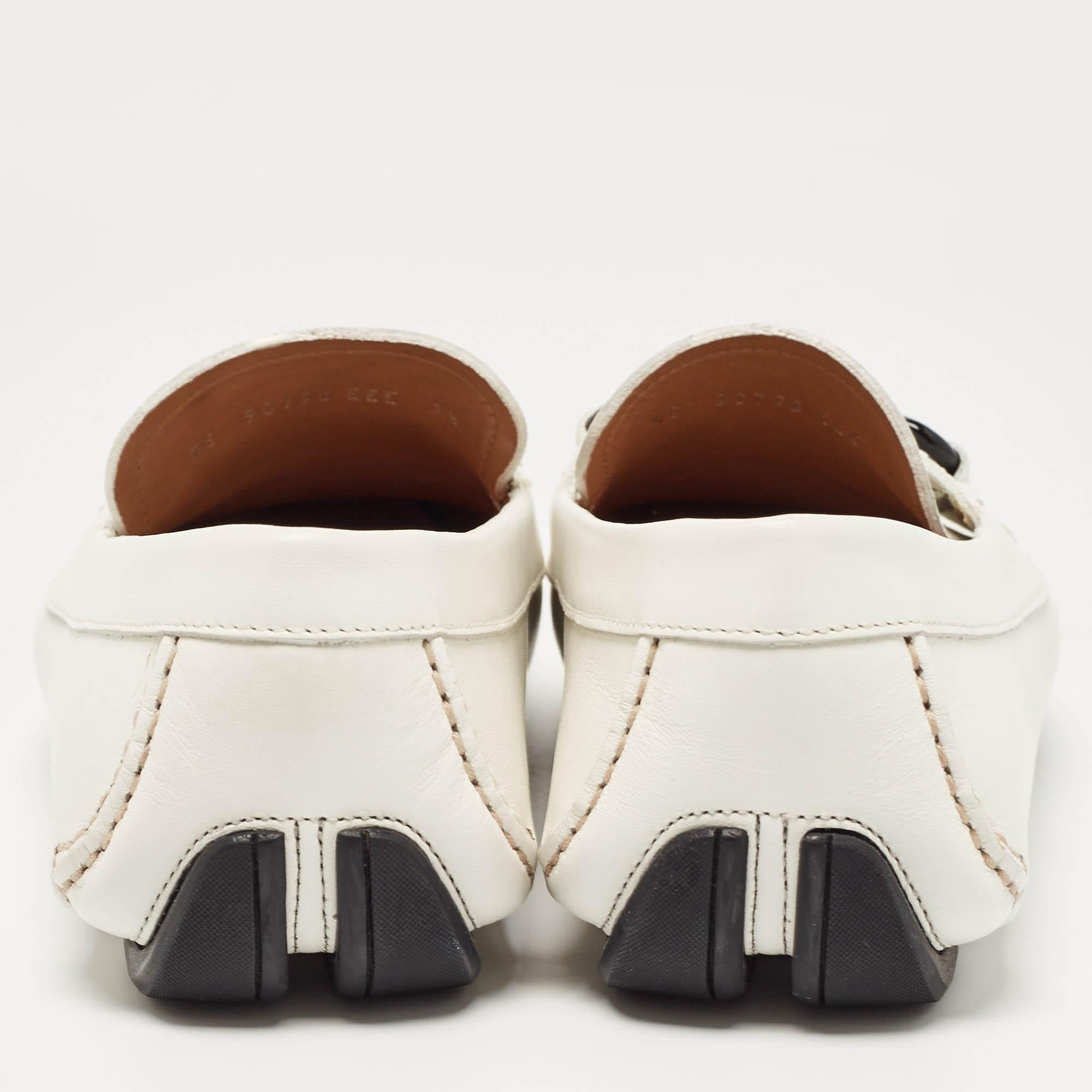 Salvatore Ferragamo White Leather Limited Edition Mason Loafers Size 41.5 For Sale 3
