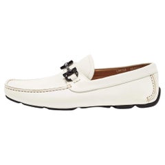 Used Salvatore Ferragamo White Leather Limited Edition Mason Loafers Size 41.5