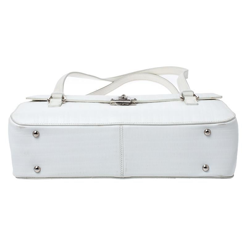 De las mujeres Salvatore Ferragamo Bolso con solapa y candado de piel blanco