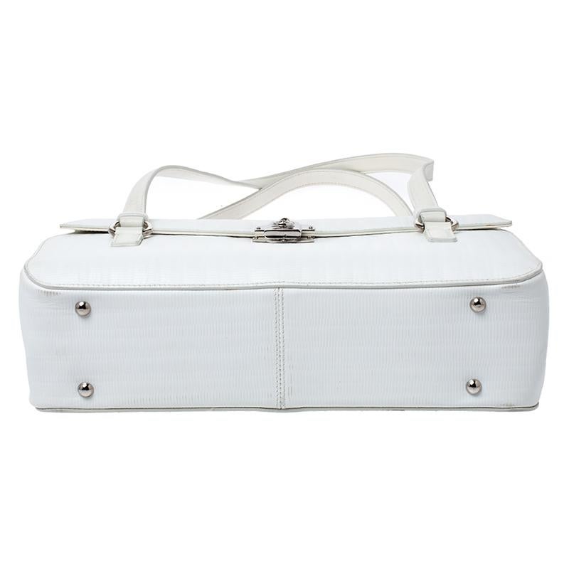 Women's Salvatore Ferragamo White Leather Padlock Flap Shoulder Bag