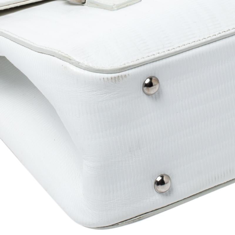 Salvatore Ferragamo White Leather Padlock Flap Shoulder Bag 2