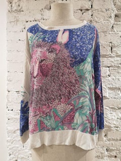 Salvatore Ferragamo white multicoloured silk t-shirt