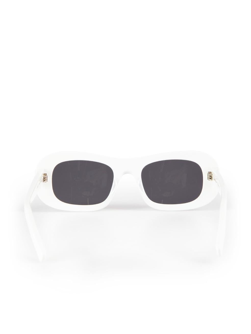 Women's Salvatore Ferragamo White Rectangle Frame Sunglasses For Sale