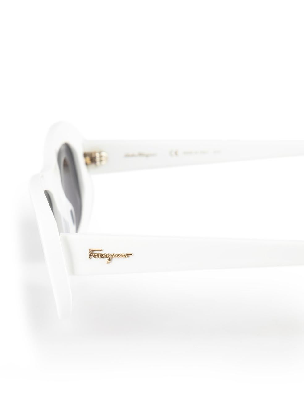 Salvatore Ferragamo White Rectangle Frame Sunglasses For Sale 2