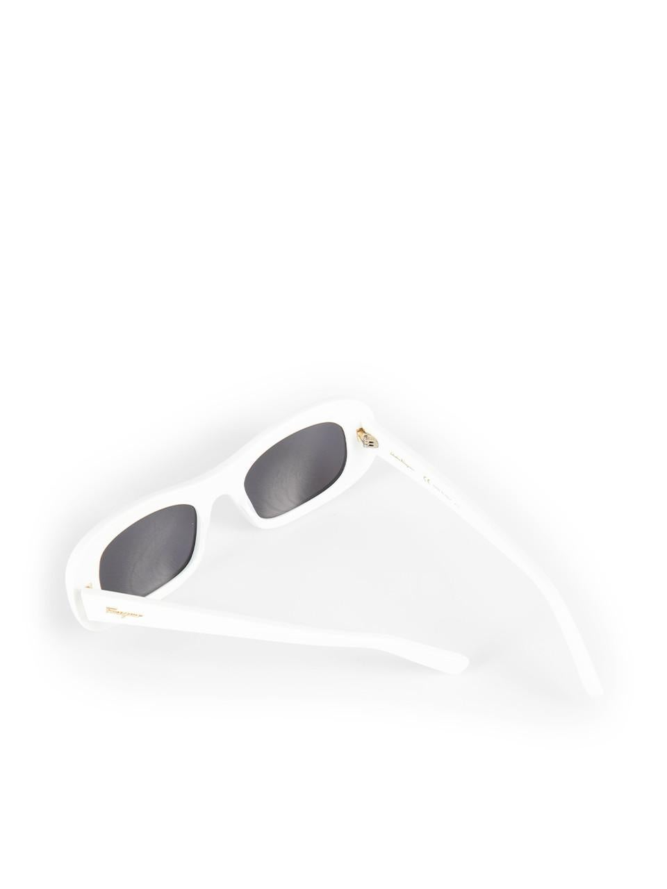 Salvatore Ferragamo White Rectangle Tinted Sunglasses For Sale 2