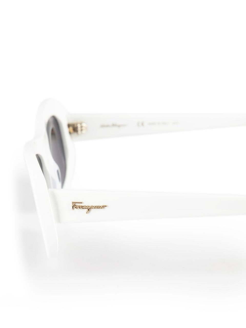 Salvatore Ferragamo White Rectangle Tinted Sunglasses For Sale 3
