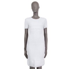 SALVATORE FERRAGAMO white viscose Short Sleeve Knit Dress S