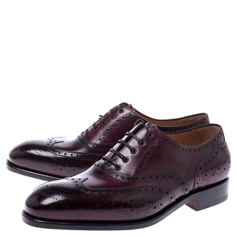 Salvatore Ferragamo Wine Brogue Leather Trieste Oxfords Size 41 1