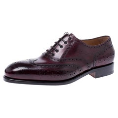 Salvatore Ferragamo Wine Brogue Leather Trieste Oxfords Size 41