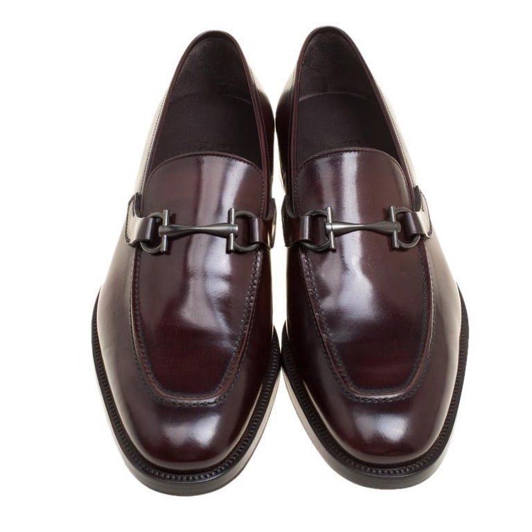 Salvatore Ferragamo Wine Leather Panfilo Loafers Size 42 For Sale at ...