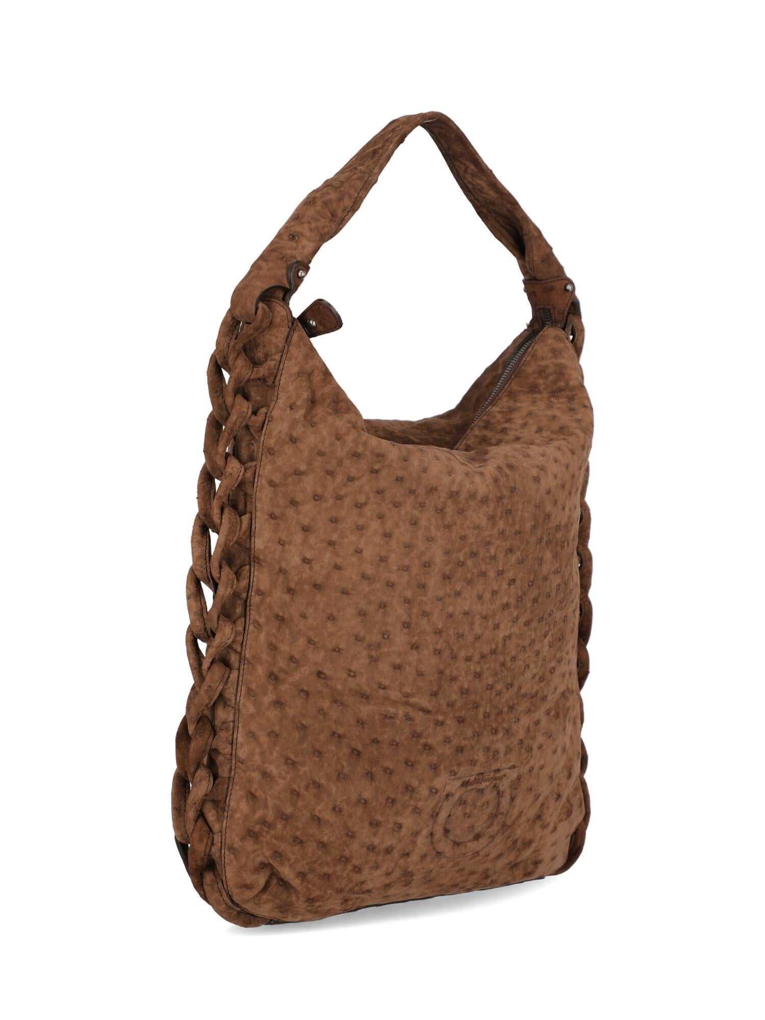 Salvatore Ferragamo Woman Handbag Brown Leather In Good Condition For Sale In Milan, IT