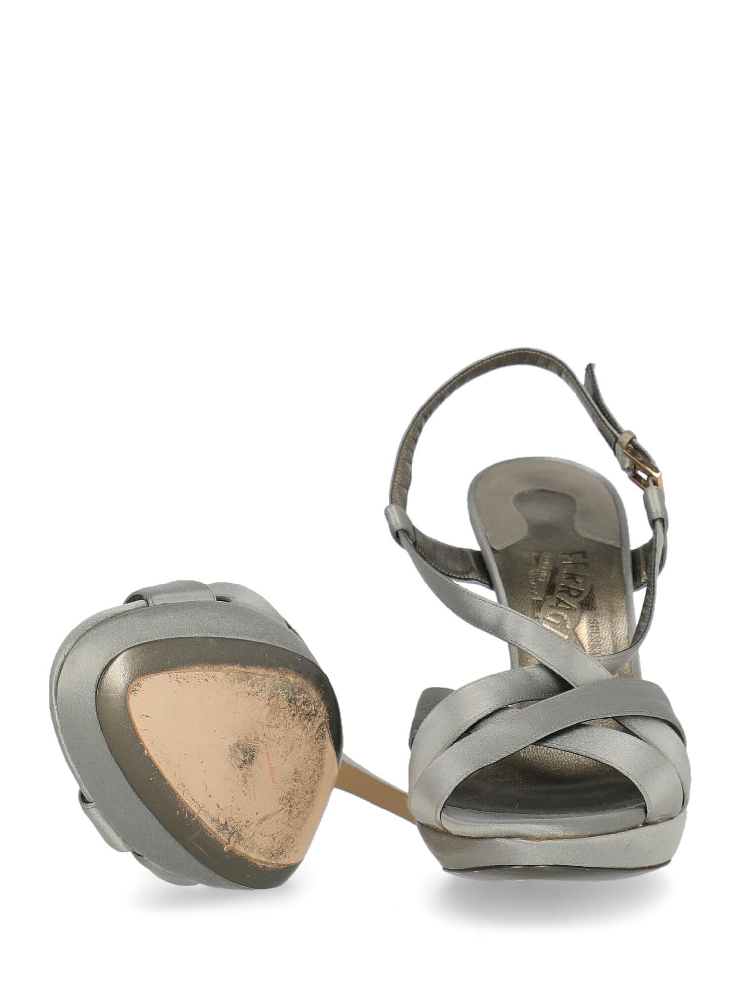 Women's Salvatore Ferragamo Woman Sandals Grey Fabric IT 37 For Sale