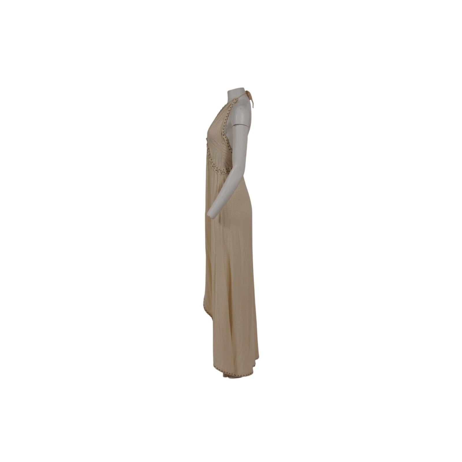 Salvatore Ferragamo Mujer Maxi Vestido de Pasarela Asimétrico Dividido IT 40 Tan Resort en venta 6