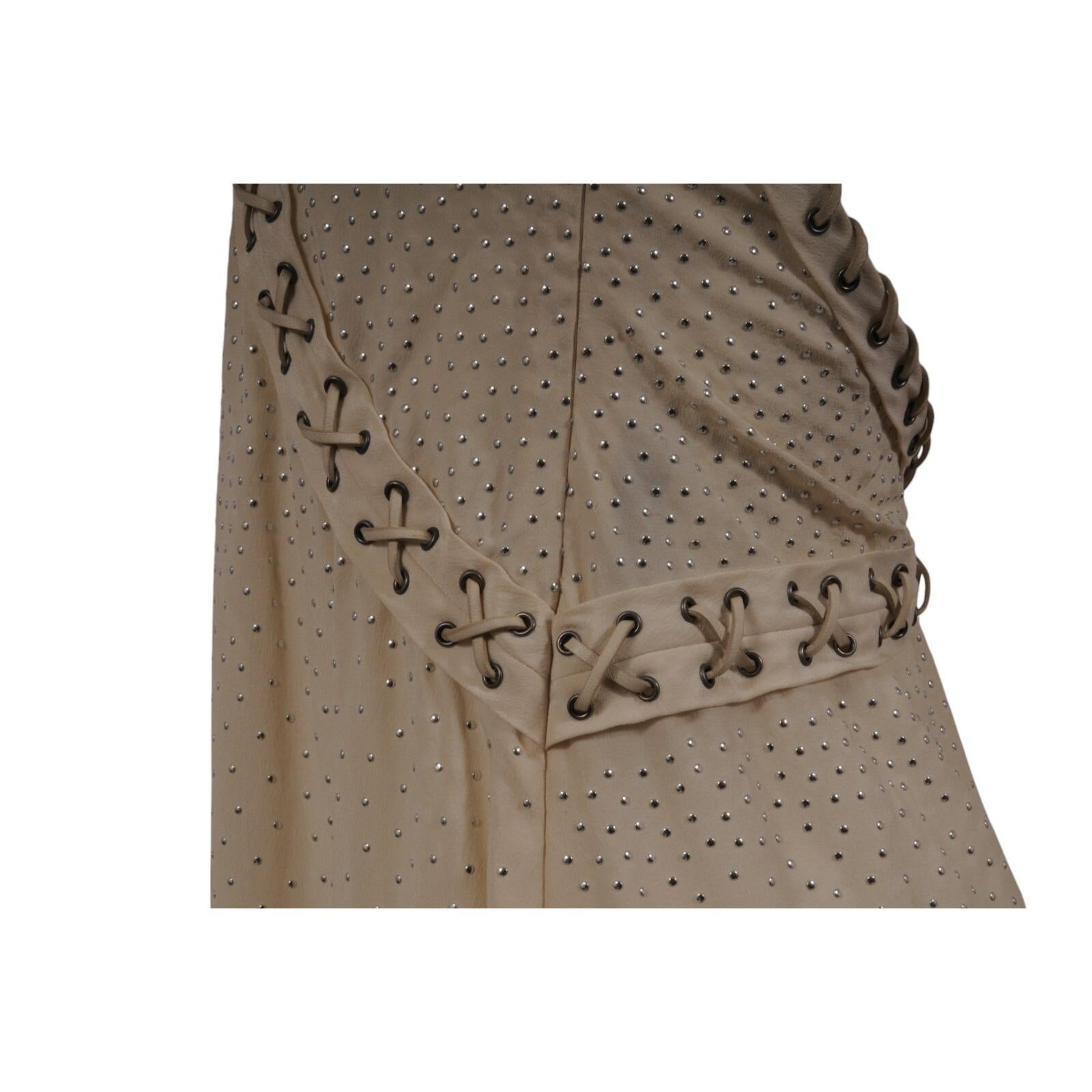 Salvatore Ferragamo Mujer Maxi Vestido de Pasarela Asimétrico Dividido IT 40 Tan Resort en venta 8