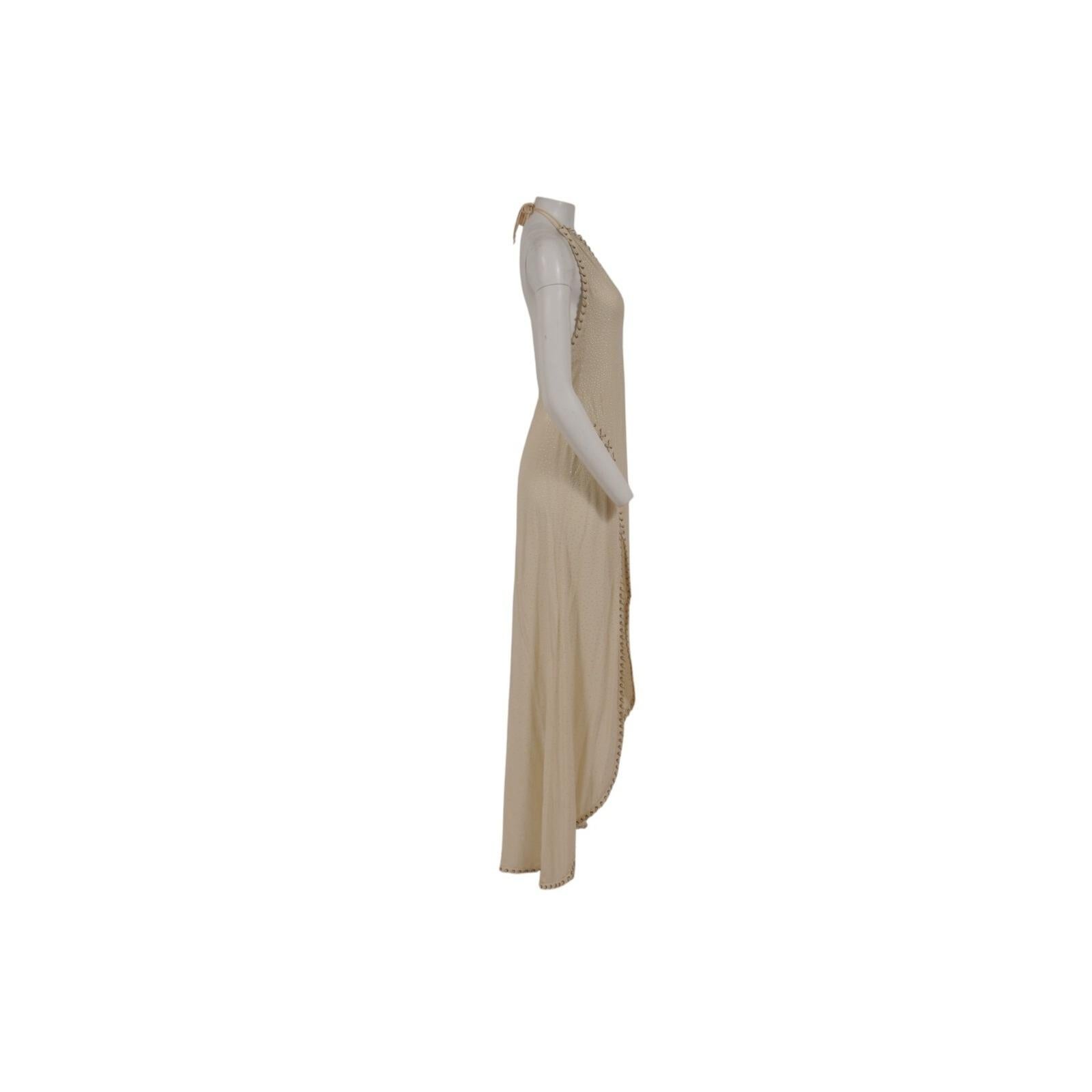 Salvatore Ferragamo Mujer Maxi Vestido de Pasarela Asimétrico Dividido IT 40 Tan Resort en venta 2