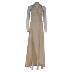 Salvatore Ferragamo Womens Asymetrical Split Maxi Runway Dress IT 40 Tan Resort