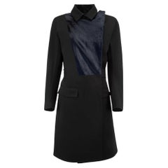 Used Salvatore Ferragamo Women's Black Contrast Fur Accent Trench Coat