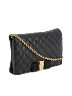 Salvatore Ferragamo Women's Black Leather Quilted Chain Wallet Bag