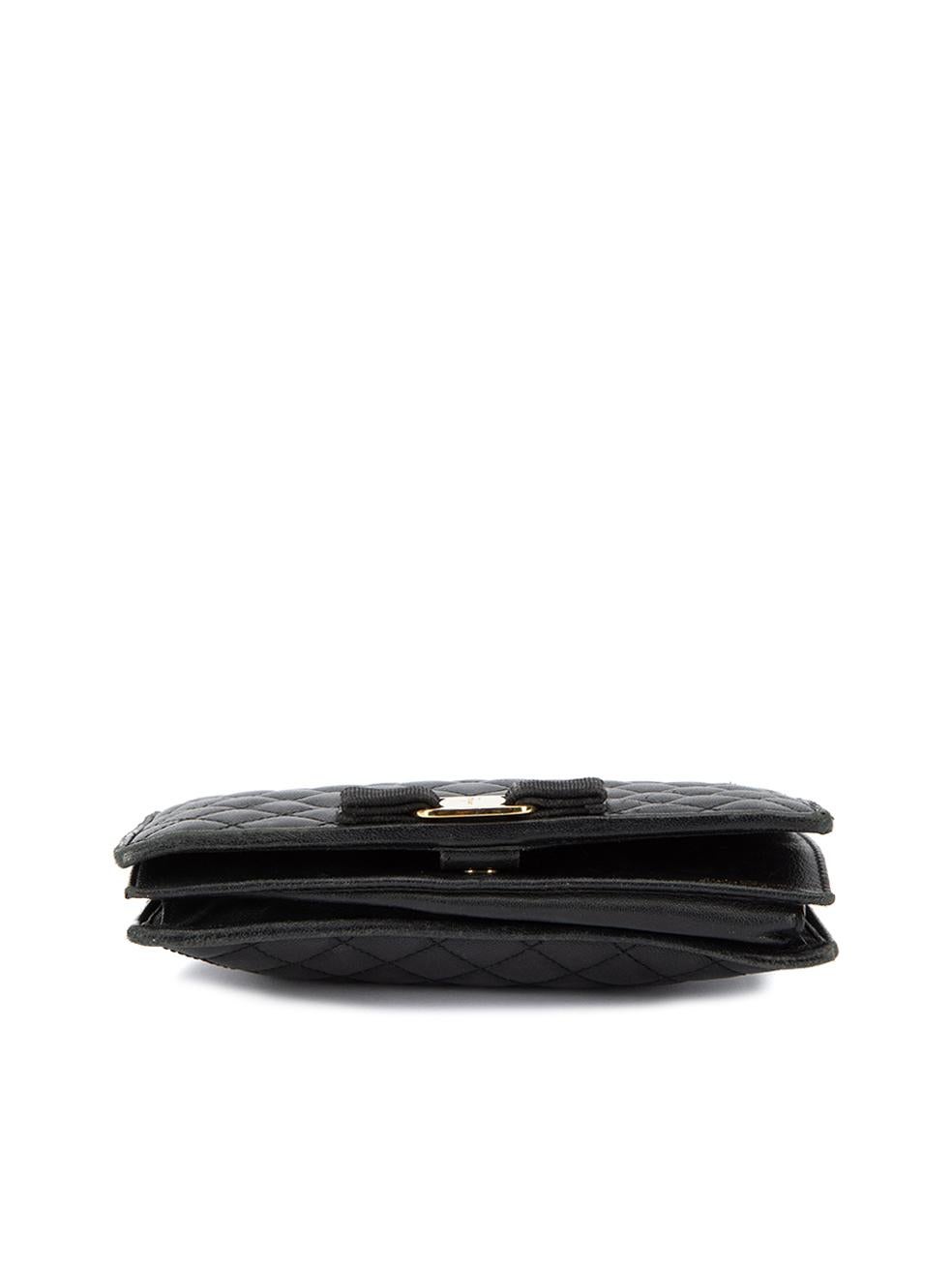 Salvatore Ferragamo Women's Black Leather Quilted Chain Wallet Bag 1