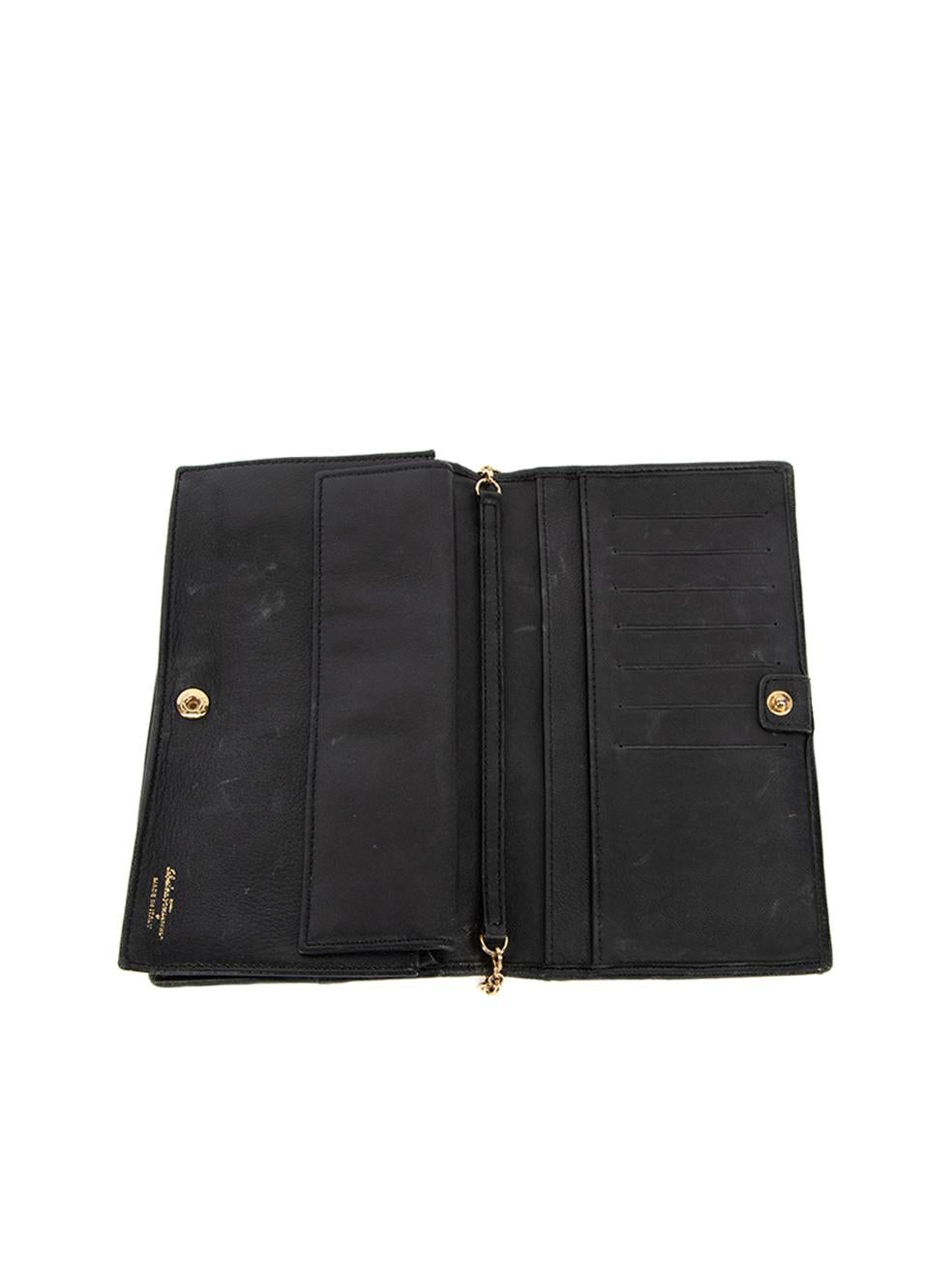 Salvatore Ferragamo Women's Black Leather Quilted Chain Wallet Bag 2